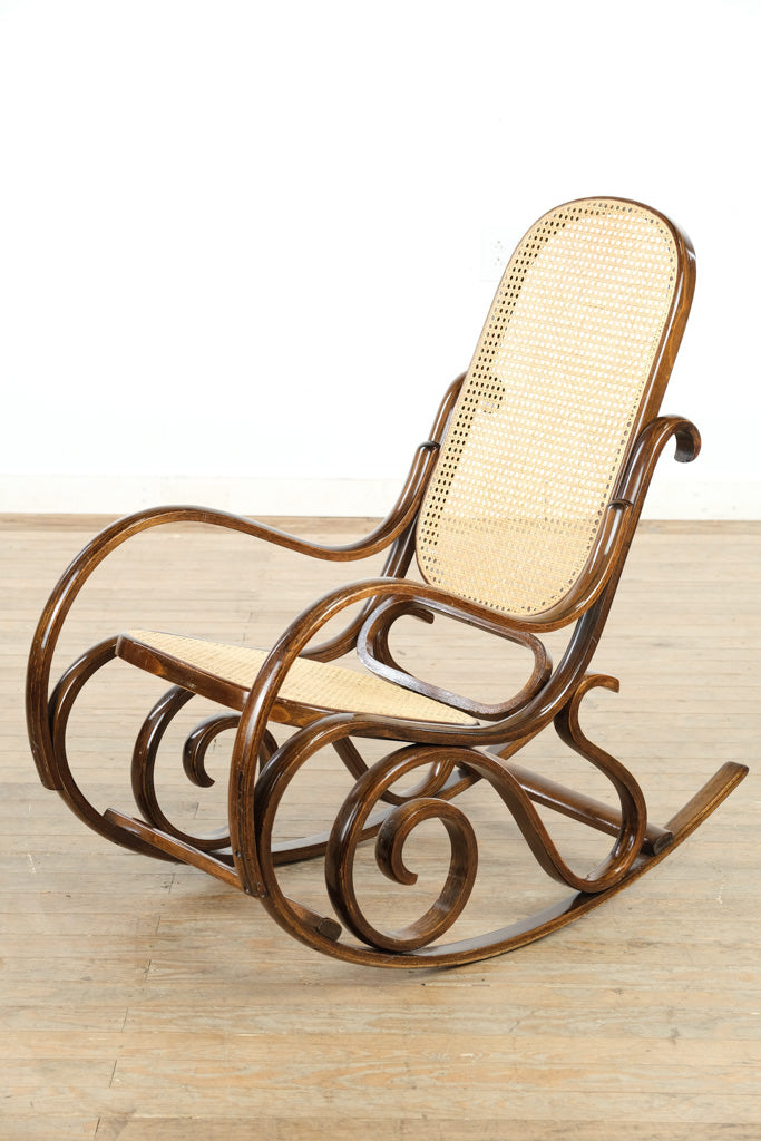 Classic Bentwood Rocking Chair with Cane Seat and Back