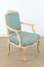Load image into Gallery viewer, French Louis XV Style Upholstered Bergère Accent Chair in Distressed Painted Finish
