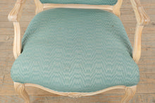 Load image into Gallery viewer, French Louis XV Style Upholstered Bergère Accent Chair in Distressed Painted Finish
