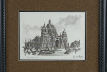 Load image into Gallery viewer, Original Framed Architectural Drawing Berliner Dom Signed Ink and Wash Artwork
