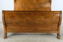 Load image into Gallery viewer, Bernhardt King Size Burl Wood Sleigh Bed with Carved Feet
