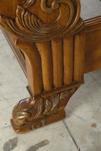 Load image into Gallery viewer, Bernhardt King Size Burl Wood Sleigh Bed with Carved Feet

