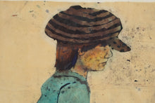 Load image into Gallery viewer, Bernice Profile Portrait Framed Art Print Young Woman Mid Century Style 18 x 22
