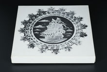 Load image into Gallery viewer, Beyer W Germany 24% Lead Crystal Plate – Etched Tall Ship – Scalloped Rim – With Original Box
