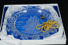 Load image into Gallery viewer, Beyer W Germany 24% Lead Crystal Plate – Etched Tall Ship – Scalloped Rim – With Original Box
