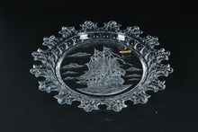 Load image into Gallery viewer, Beyer W Germany 24% Lead Crystal Plate – Etched Tall Ship – Scalloped Rim – With Original Box
