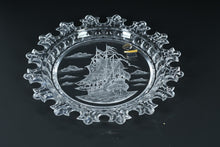 Load image into Gallery viewer, Beyer W Germany 24% Lead Crystal Plate – Etched Tall Ship – Scalloped Rim – With Original Box
