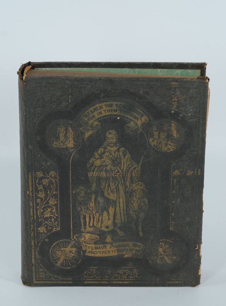 Antique Holy Bible – Red Letter Art Edition by C.H. Robinson & Co., Charlotte NC – Pictorial Family Bible c.1905–1920 – Ships Free