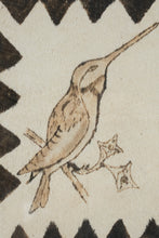 Load image into Gallery viewer, Vintage Folk Art Bird Pyrography on Hide Framed 11 x 10

