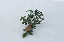 Load image into Gallery viewer, Bird Vine Glass Bud Vase Metal Candle Holder Decorative Accent
