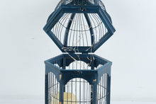 Load image into Gallery viewer, Blue Wood Metal Birdcage Lantern Candle Holder 21 Inch Decorative Cage
