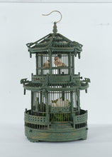 Load image into Gallery viewer, Vintage Chinese Style Pagoda Bird Cage With Carved Figures and Birds
