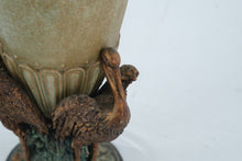 Load image into Gallery viewer, Art Nouveau Pelican Vase Figural Bird Base Ceramic Metal Mounted 13 Inch
