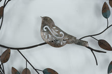 Load image into Gallery viewer, Metal Bird Wreath Wall Sculpture Round Leaf Decor 17 Inch

