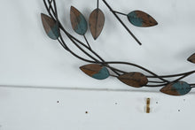 Load image into Gallery viewer, Metal Bird Wreath Wall Sculpture Round Leaf Decor 17 Inch
