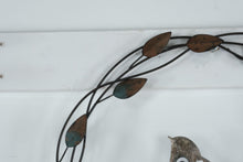 Load image into Gallery viewer, Metal Bird Wreath Wall Sculpture Round Leaf Decor 17 Inch
