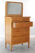 Load image into Gallery viewer, Bird&#39;s Eye Maple 6-Drawer Chest of Drawers and Mirror
