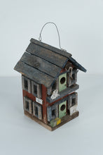 Load image into Gallery viewer, Rustic Handcrafted Two-Story Wooden Birdhouse – 12&quot; Tall – Distressed Folk Art Style
