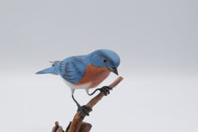Load image into Gallery viewer, Hand Carved Eastern Bluebird Wood Sculpture Signed Folk Art Bird
