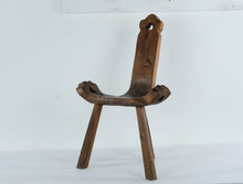 Load image into Gallery viewer, Pair of Rustic Spanish Carved Wood Accent Chairs with Clover Cutout Backs – Sculptural Solid Wood Seating
