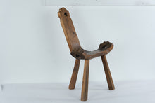 Load image into Gallery viewer, Pair of Rustic Spanish Carved Wood Accent Chairs with Clover Cutout Backs – Sculptural Solid Wood Seating
