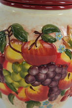Load image into Gallery viewer, Hand-Painted “Nonni’s” Biscotti Jar – Fruit Motif Ceramic Canister
