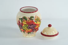 Load image into Gallery viewer, Hand-Painted “Nonni’s” Biscotti Jar – Fruit Motif Ceramic Canister
