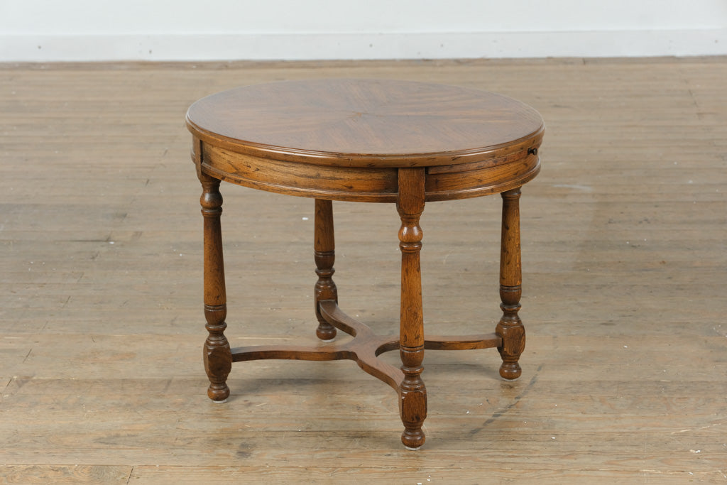 Drexel Bishopgate English Tudor Style Oval Side Table with Pull-Out Tray
