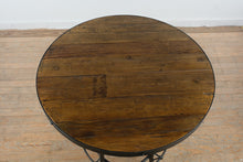 Load image into Gallery viewer, Industrial Reclaimed Wood Adjustable Pub Table and Stool Set ARHAUS Round Metal Base
