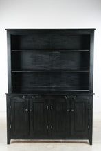Load image into Gallery viewer, Black Painted Wood Buffet Cabinet and Open Hutch
