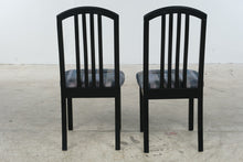 Load image into Gallery viewer, Set of 6 Postmodern Black Wood Slat Back Dining Chairs with Geometric Upholstery
