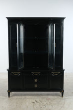 Load image into Gallery viewer, Rare Black Glass China Cabinet with Brass Hardware
