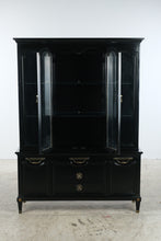 Load image into Gallery viewer, Rare Black Glass China Cabinet with Brass Hardware
