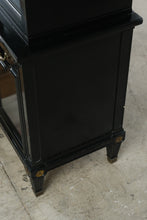 Load image into Gallery viewer, Rare Black Glass China Cabinet with Brass Hardware
