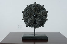 Load image into Gallery viewer, Decorative Black Metal Architectural Medallion Sculpture Table Accent
