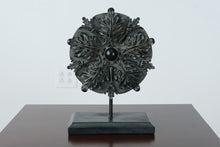 Load image into Gallery viewer, Decorative Black Metal Architectural Medallion Sculpture Table Accent
