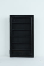 Load image into Gallery viewer, Black Wall-Mounted Glass Door Display Cabinet with Slotted Interior
