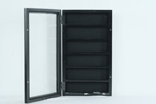 Load image into Gallery viewer, Black Wall-Mounted Glass Door Display Cabinet with Slotted Interior
