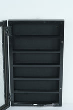 Load image into Gallery viewer, Black Wall-Mounted Glass Door Display Cabinet with Slotted Interior
