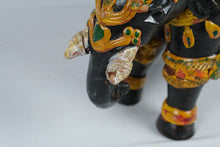 Load image into Gallery viewer, Hand Painted Indian Elephant Figurine Black Orange Yellow Ceremonial Decor 11 Inch
