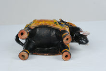 Load image into Gallery viewer, Hand Painted Indian Elephant Figurine Black Orange Yellow Ceremonial Decor 11 Inch
