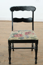 Load image into Gallery viewer, Black Farm House Wooden Chair with Floral Tapestry Fabric
