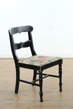 Load image into Gallery viewer, Black Farm House Wooden Chair with Floral Tapestry Fabric
