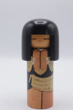 Load image into Gallery viewer, Vintage Japanese Kokeshi Doll Black Hair Apron Kimono Signed 5 Inch
