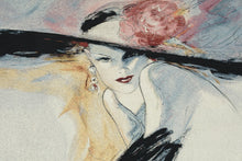 Load image into Gallery viewer, Richard Ely Black Gloves Tapestry Fine Art Textile Lady With Hat 42x52
