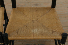 Load image into Gallery viewer, Pair of Black Hitchcock-Style Ladder-Back Chairs with Rush Seats
