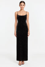 Load image into Gallery viewer, Shoulder By Shill Scott Black Velvet Floral Maxi Slip Dress Size 8
