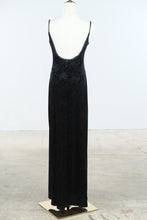 Load image into Gallery viewer, Shoulder By Shill Scott Black Velvet Floral Maxi Slip Dress Size 8
