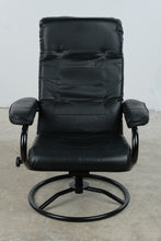 Load image into Gallery viewer, Black Leather Swivel Recliner Lounge Chair with Ottoman Base
