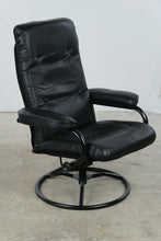 Load image into Gallery viewer, Black Leather Swivel Recliner Lounge Chair with Ottoman Base
